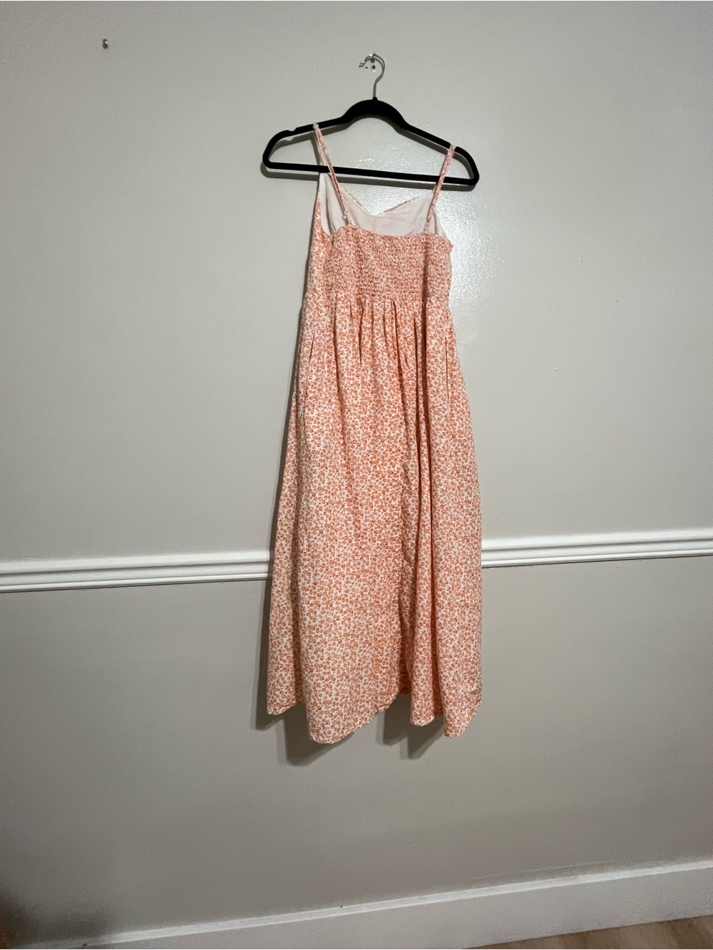 American Eagle Outfitters Peach and White Floral Smocked Dress - Picture 3 of 4